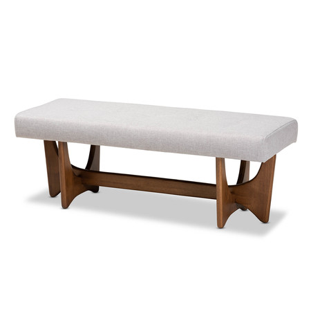 BAXTON STUDIO Theo Mid-Century Beige Upholstered Walnut Finished Bench 159-9834